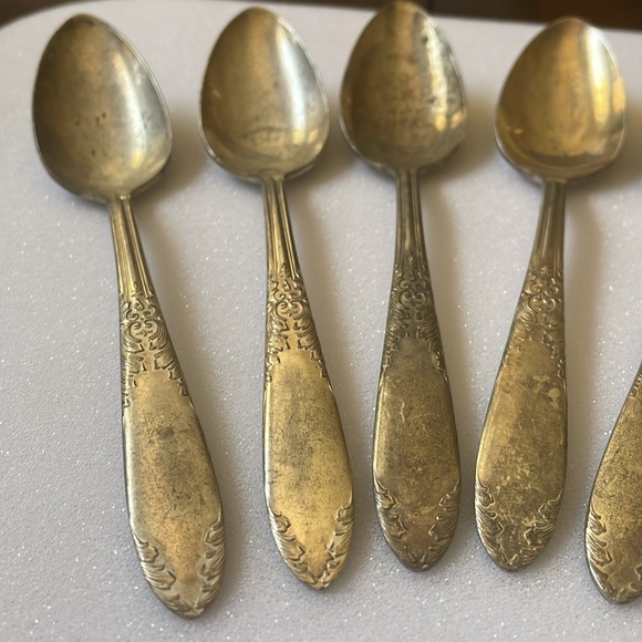 VTG ca 1936-51 National silver Co. KES King Edward silver plate set 6 tea spoons - Picture 2 of 11